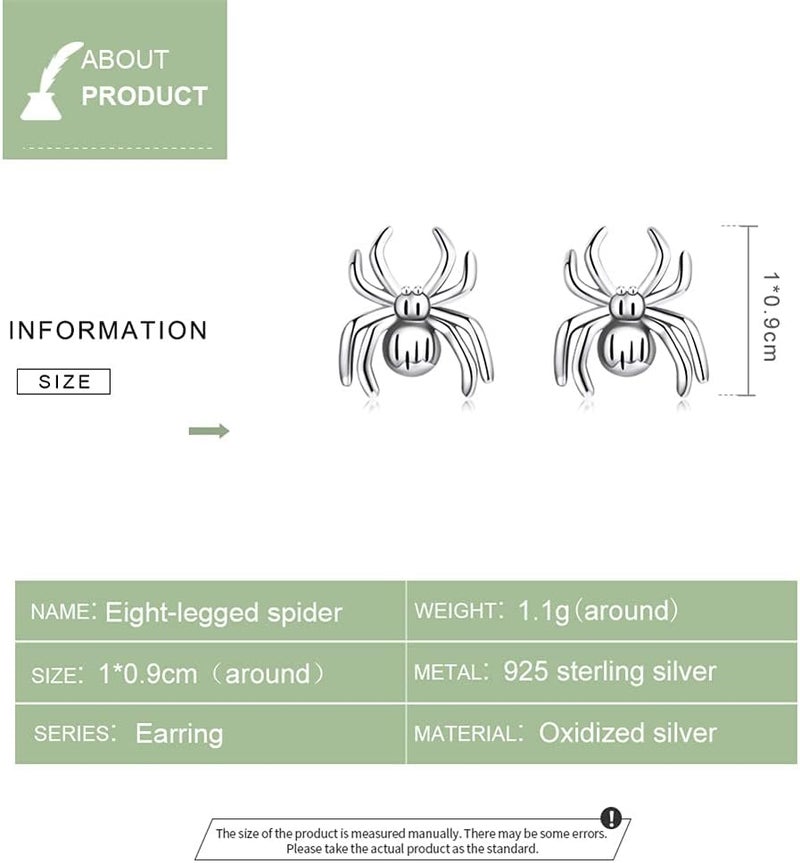 Dtja Vintage Spider Stud Earrings for Women Girls 925 Sterling Silver Hypoallergenic Halloween Small Animal Pet Cartilage Tragus Post Creative 3D Jewelry Unique Gifts for Friend - Image 5